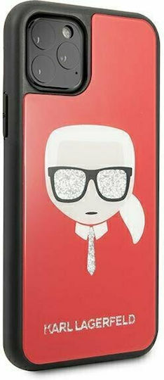 Karl Lagerfeld Iconic Glitter Karl`s Head Back Cover Plastic Red (iPhone 11 Pro Max)