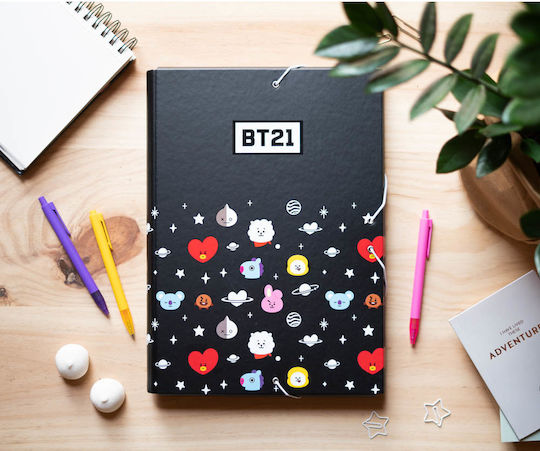 ErichKrause Folder with Rubber Band and Ears for Paper A4 Black BT21