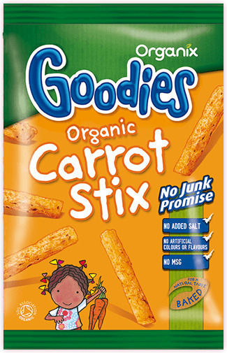 Organix Пуканки Stix с Вкус Морков Без захар 15гр за 12+ месеца