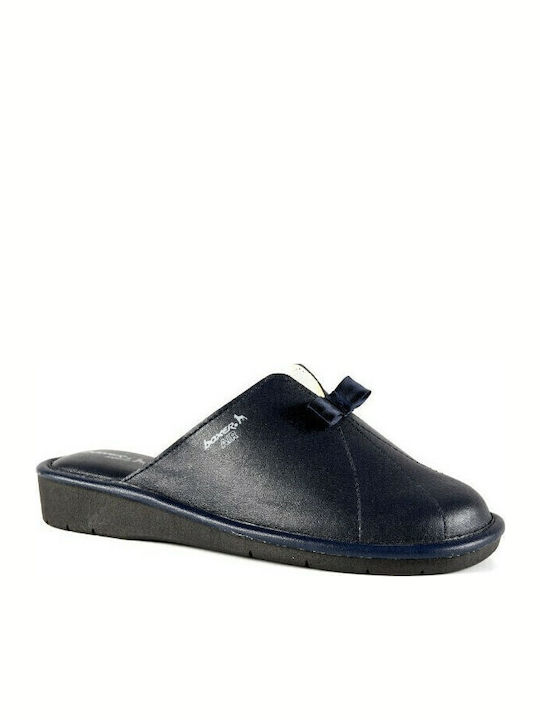 Anatomical Leather Women's Slippers Navy Blue