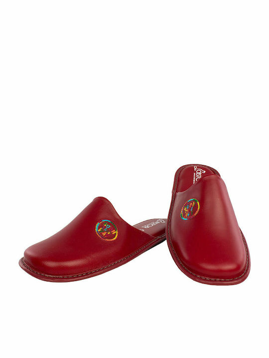 Castor Anatomic Αγνώ 30-002 Anatomic Leather Women's Slippers In Red Colour