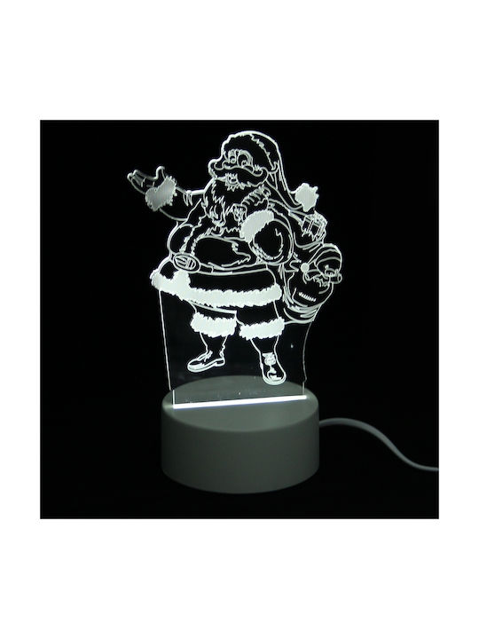 Santa Claus Lustră Decorativă Iluzie 3D LED Alb