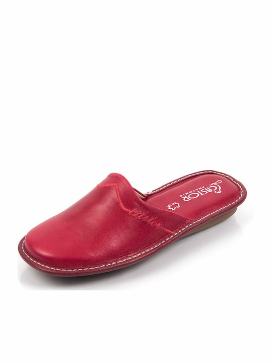 Anatomical Leather Women's Slippers Red
