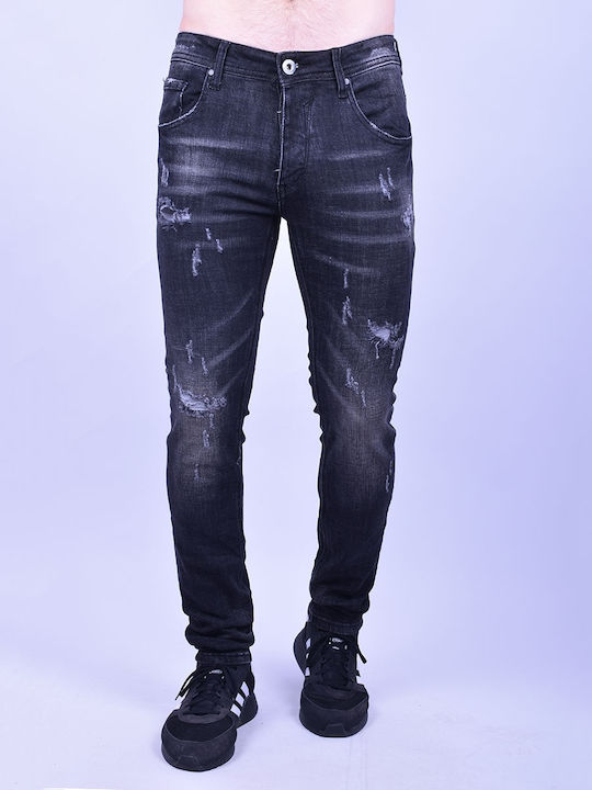 Denim-Hose mit Rissen Schwarz/Grau Schwarz