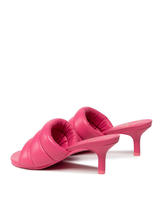 Lyna 257021 Δερμάτινα Mules με Λεπτό Ψηλό Τακούνι σε Φούξια Χρώμα
