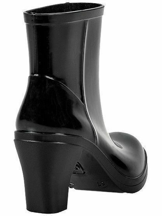 Women's Short Mid Heel Wellies Black