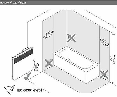 Bosch НС 4000-20 7738336937 Convectoare Perete 2000W cu Termostat Electronic 75.4x45.1cm Alb
