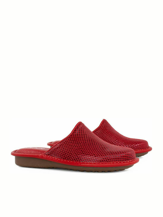 Anatomical Leather Women's Slippers Red