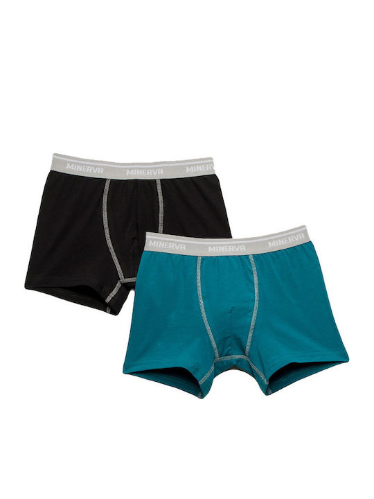 Minerva Boxer Black/petrol Παιδικό Σετ με Μποξεράκια Μπλε 2τμχ