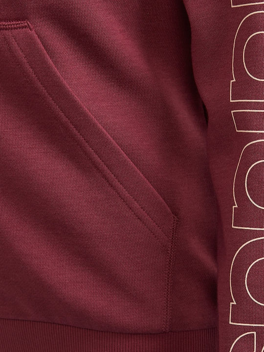 Athletic Kids Sweatshirt Cardigan Cotton with Hood Burgundy Essentials
