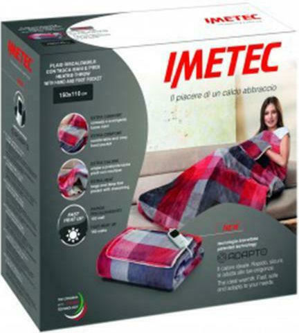 Imetec Adapto Velvet Tartan Semi Double Electric Washable Blanket with Timer Multicolour 150W 110x150cm
