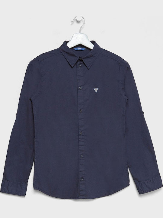 Kids One Color Shirt Long Sleeve Navy Blue