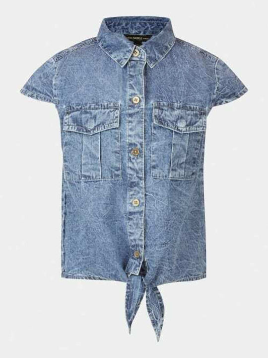 Kids One Color Shirt Sleeveless Denim Blue