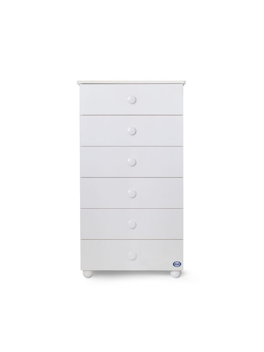 Eco Βρεφική Συρταριέρα με 6 Συρτάρια Λευκή 69x48x126cm