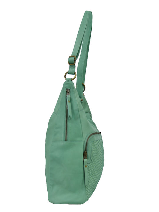 Leather 100 WOMEN'S LEATHER BAG CODE: 04-BAG-ILBS-6188 (VERDE-AQUA)