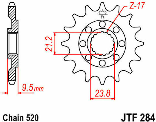 JT Sprockets Предно зъбно колело 13 зъба Самоочистващ за Honda CR 250 - КР 250 / CRF 450R / CRF 450X