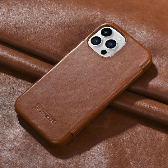 iCarer Curved Edge Vintage Book Δερμάτινο Καφέ (iPhone 13 Pro)