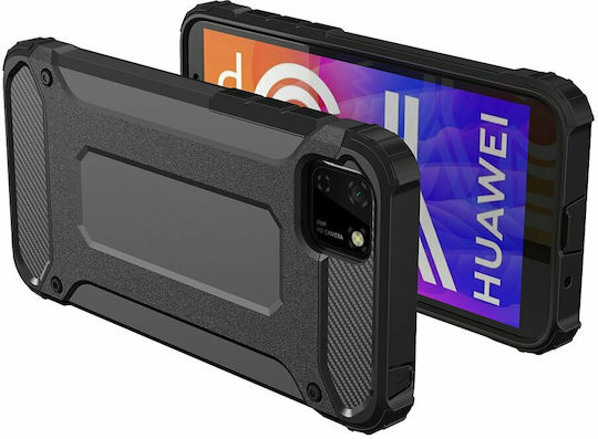 Hurtel Umschlag Rückseite Kunststoff Schwarz (Huawei Y5p)