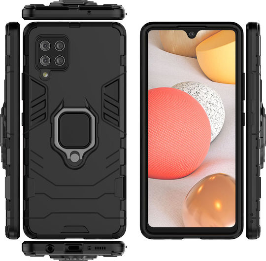 Hurtel Armor Ring Umschlag Rückseite Silikon Schwarz (Galaxy A42)