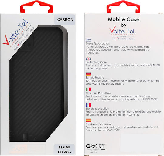 Volte-Tel Carbon Camera Protective Back Cover Σιλικόνης Μαύρο (Realme C11 2021)
