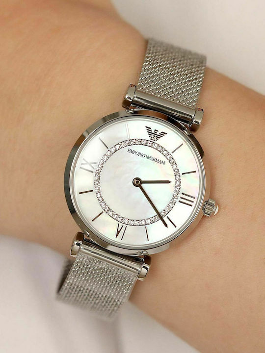Emporio Armani Ρολόι Μπαταρίας με Μεταλλικό Μπρασελέ Emporio Armani Ρολόι Μπαταρίας με Μεταλλικό Μπρασελέ