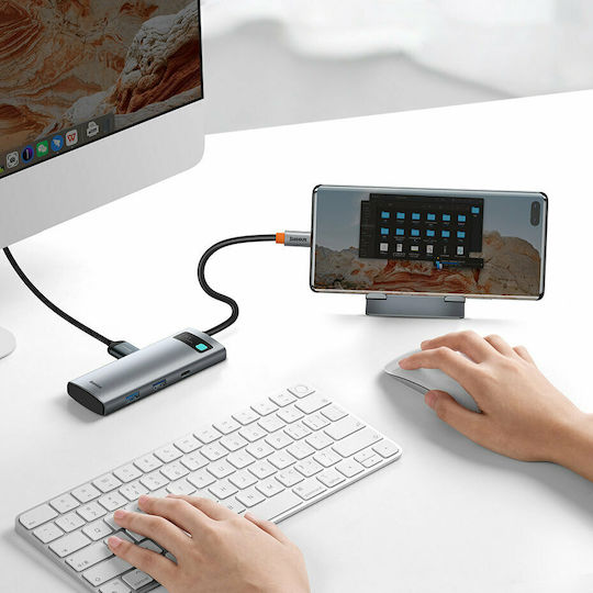 Baseus Metal Gleam USB-C Docking Station mit HDMI 4K PD Gray