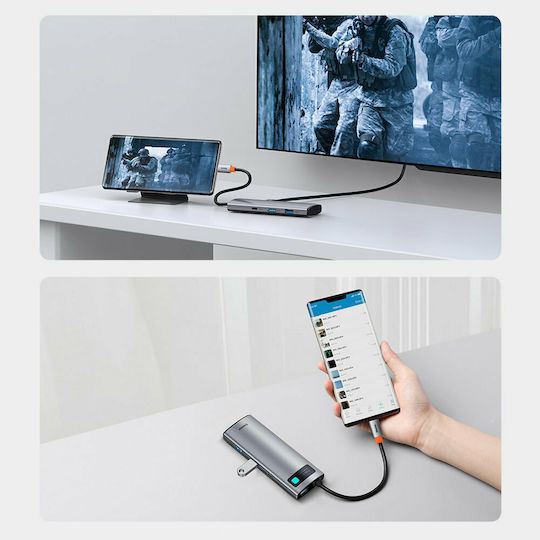 Baseus Metal Gleam USB-C Docking Station mit HDMI 4K PD Gray