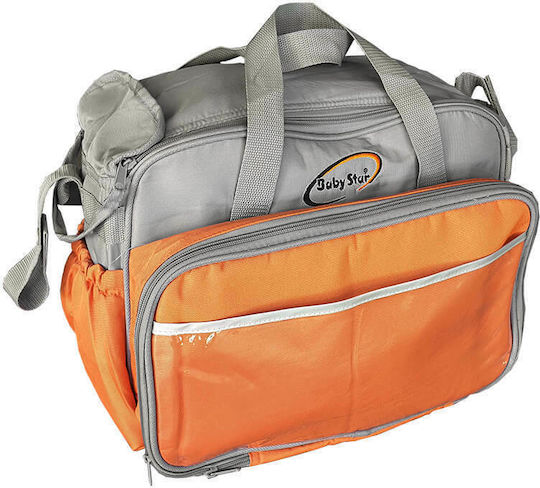 Bebe Stars Shoulder/Hand Diaper Bag Orange - Grey