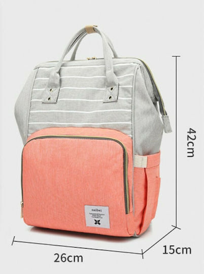 Fiko Τσάντα-Αλλαξιέρα Πλάτης Naibei Grey - Red 27x15x42εκ.