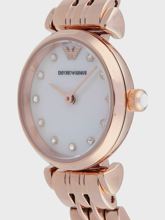 Emporio Armani Gianni T-bar Women's Watch with Pink Gold Metal Bracelet