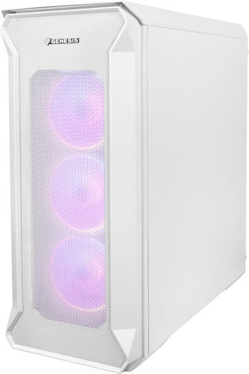 Genesis Irid 505 ARGB Gaming Midi-Turm Computergehäuse mit Seitenfenster Weiß
