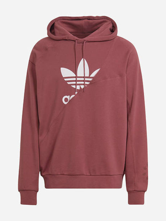 French Terry Sweatshirt with Hood Quiet Crimson