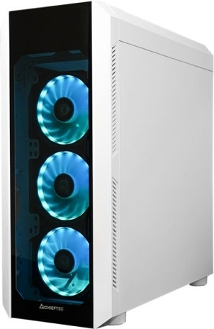 Chieftec Scorpion III Геймърско бюро Midi Tower Компютърна кутия със страничен прозорец и RGB осветление Бяло издание