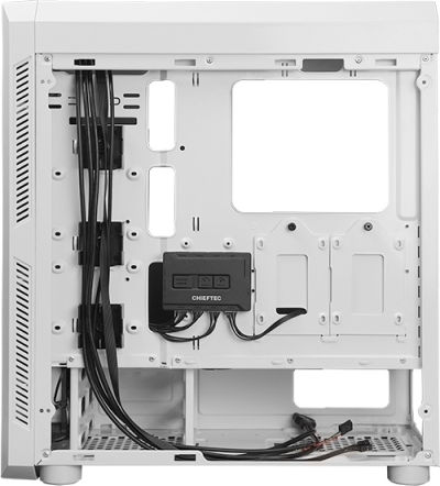 Chieftec Scorpion III Геймърско бюро Midi Tower Компютърна кутия със страничен прозорец и RGB осветление Бяло издание