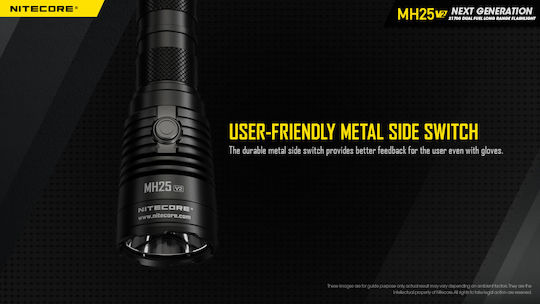 NiteCore Rechargeable Flashlight LED IP68 with Maximum Brightness 1300lm MH25V2 1 × 18650, 2 × CR123, 2 × RCR123 Black