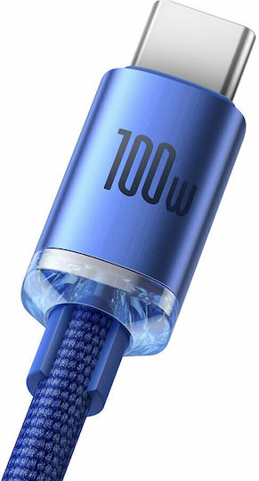 Baseus Crystal Shine Geflochtenes USB 2.0 Kabel USB-C männlich - USB-A 100W PD Blau 2m CAJY000503