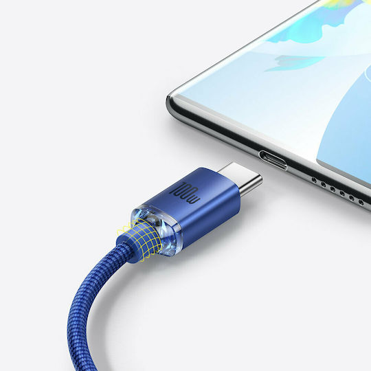 Baseus Crystal Shine Geflochtenes USB 2.0 Kabel USB-C männlich - USB-A 100W PD Blau 2m CAJY000503