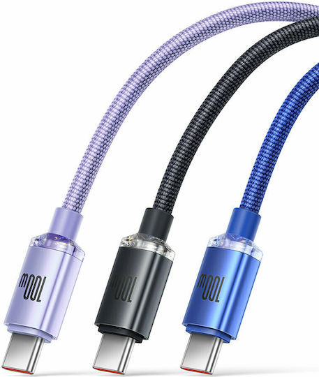 Baseus Crystal Shine Geflochtenes USB 2.0 Kabel USB-C männlich - USB-A 100W PD Blau 2m CAJY000503