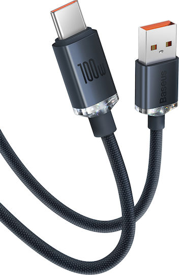 Baseus Crystal Shine Geflochtenes USB 2.0 Kabel USB-C männlich - USB-A 100W PD Blau 1.2m CAJY000403