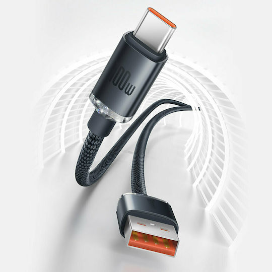 Baseus Crystal Shine Braided USB 2.0 Cable USB-C Male - USB-A 100W PD Black 1.2m CAJY000401