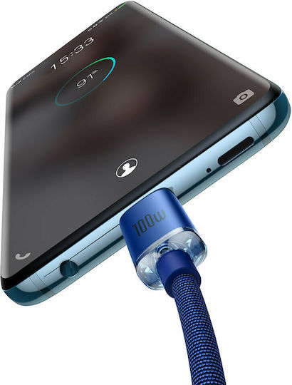 Baseus Crystal Shine Braided USB 2.0 Cable USB-C Male - USB-C 100W PD Blue 1.2m CAJY000603