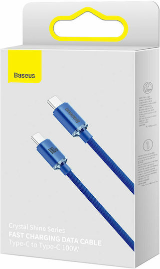Baseus Crystal Shine Braided USB 2.0 Cable USB-C Male - USB-C 100W PD Blue 1.2m CAJY000603