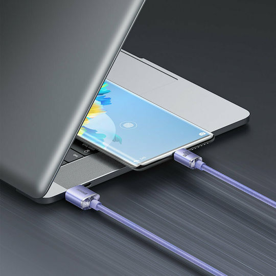 Baseus Crystal Shine Geflochtenes USB 2.0 Kabel USB-C männlich - USB-A 100W PD Lila 1,2m CAJY000405