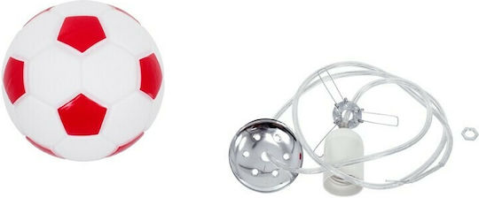 GloboStar Football Einfaches Licht Kinderdeckenleuchte Deckenleuchte mit Fassung E27 White/Red 15x18cm