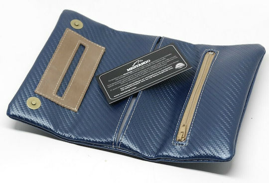 Mestango Lederne Tabaktasche in Blau mit magnetischem Verschluss 16x8cm