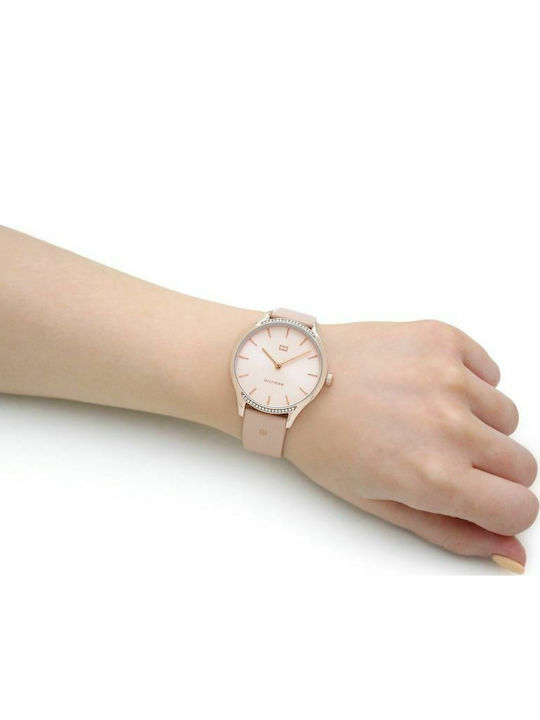 Tommy Hilfiger Γυναικείο Ρολόι 36mm Μπαταρίας με Ροζ Δερμάτινο Λουράκι