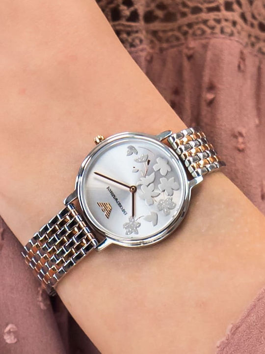 Emporio Armani Crystals Women's Watch with Pink Gold Metal Bracelet