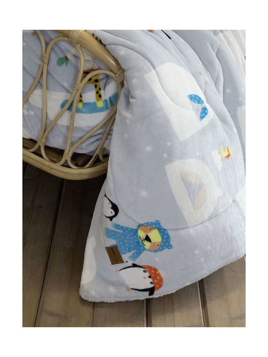 Nima Frosty Set Kids Duvet Cover Single with Pillowcase Cotton Gray 160x240cm