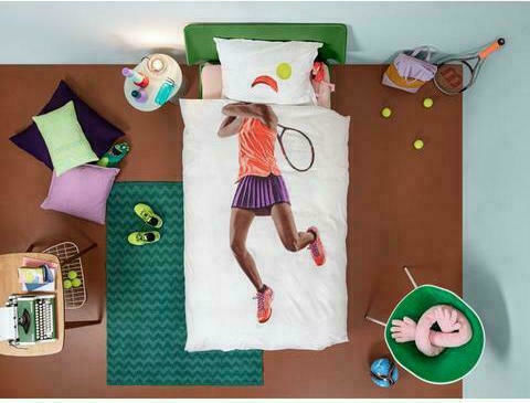 Snurk Tennis Set Kids Duvet Cover Single with Pillowcase Multicolored 140x200cm