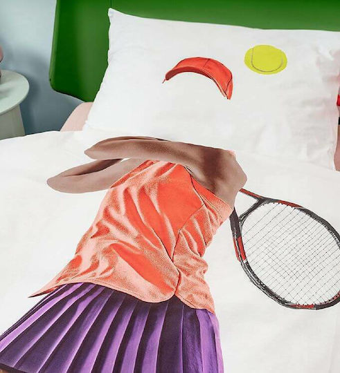 Snurk Tennis Set Kids Duvet Cover Single with Pillowcase Multicolored 140x200cm